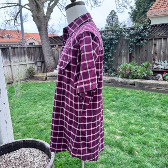 Ely Cattleman Shirt Mens 15.5  Plaid Short Sleeve Cowboy Western Pearl Snap - Picture 7 of 12